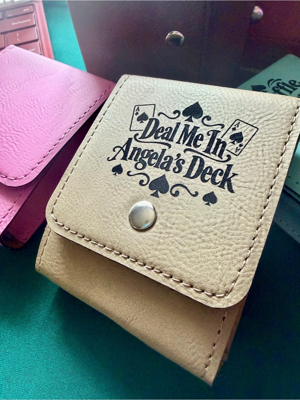 NEW Leatherette Customized Playing Card Holder Pick one - Picture 3 of 6